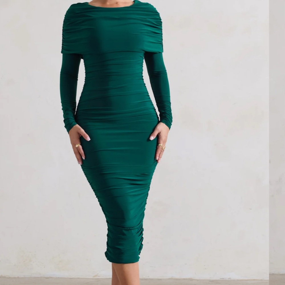 Elegant Green Ruched Dress